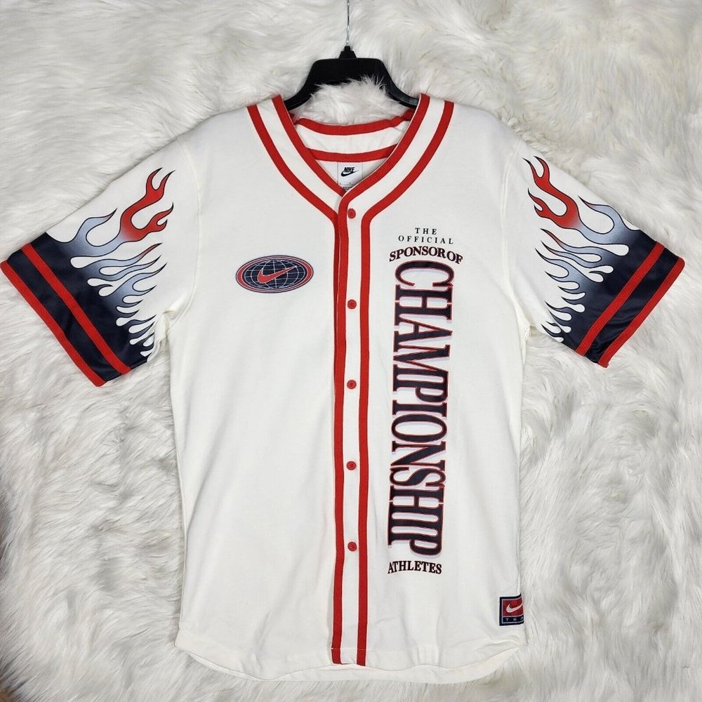 Nike Shirt Americana Mens Adult Small White Button Up Top Championship Athletes
